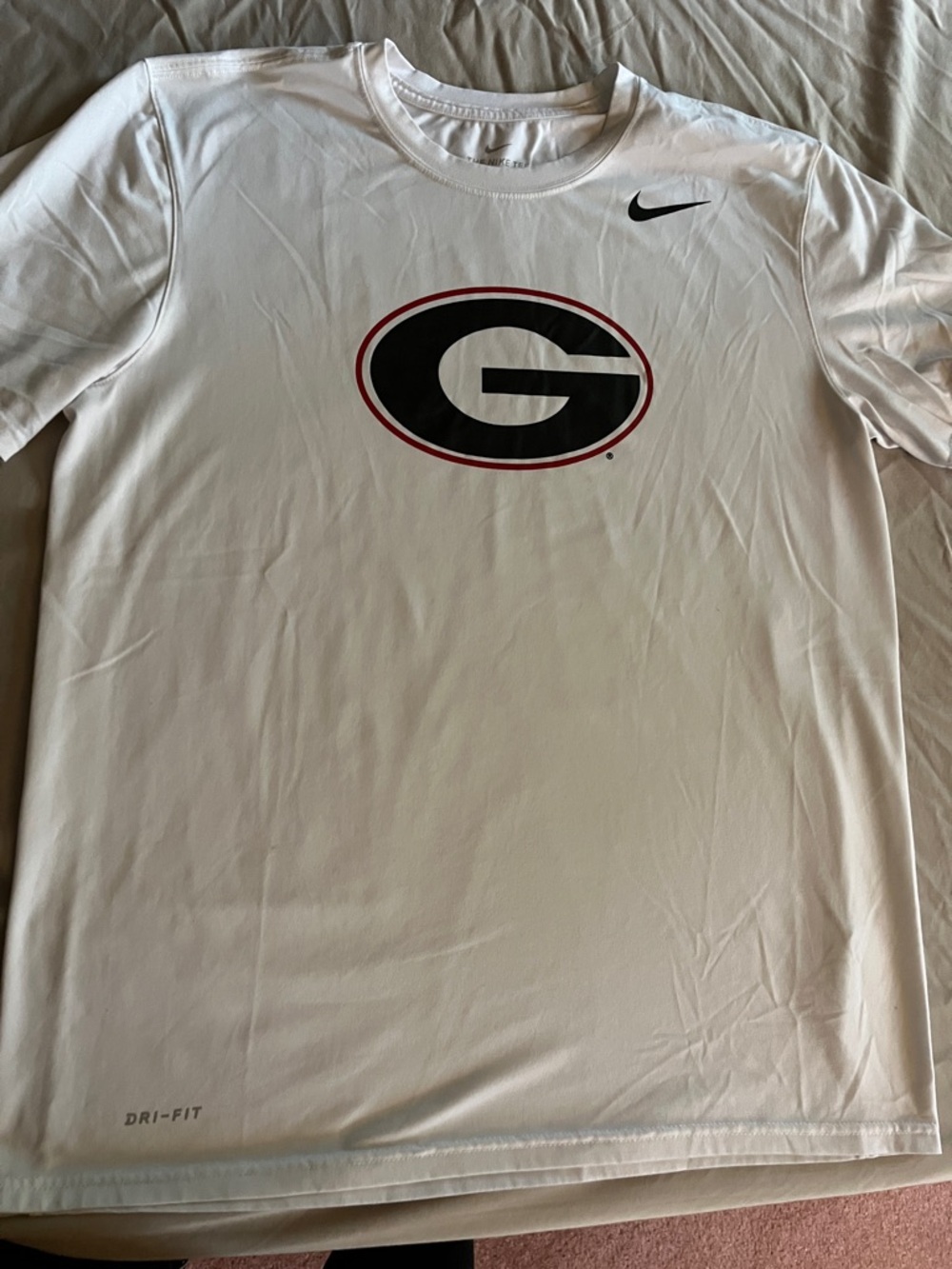 Nike White Short-Sleeve Dri-FIT Shirt with Georgia G Logo